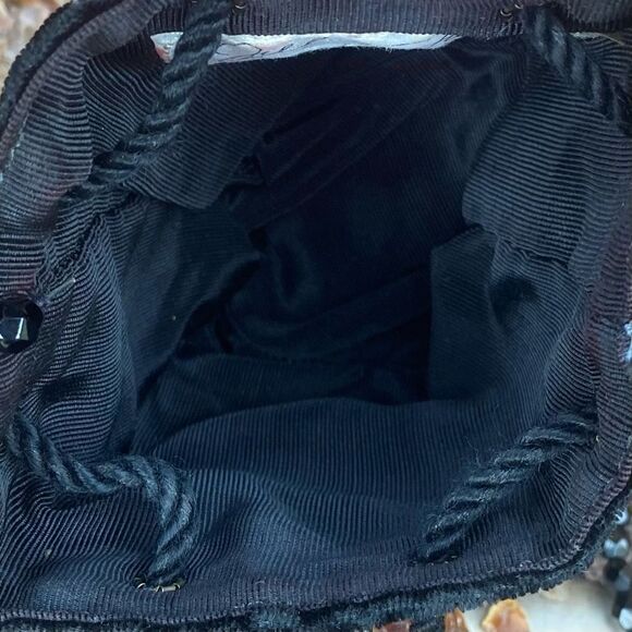 Jill Stuart Black Velvet Evening Crossbody Pouch w/Beaded Strap Night Out - Picture 5 of 6